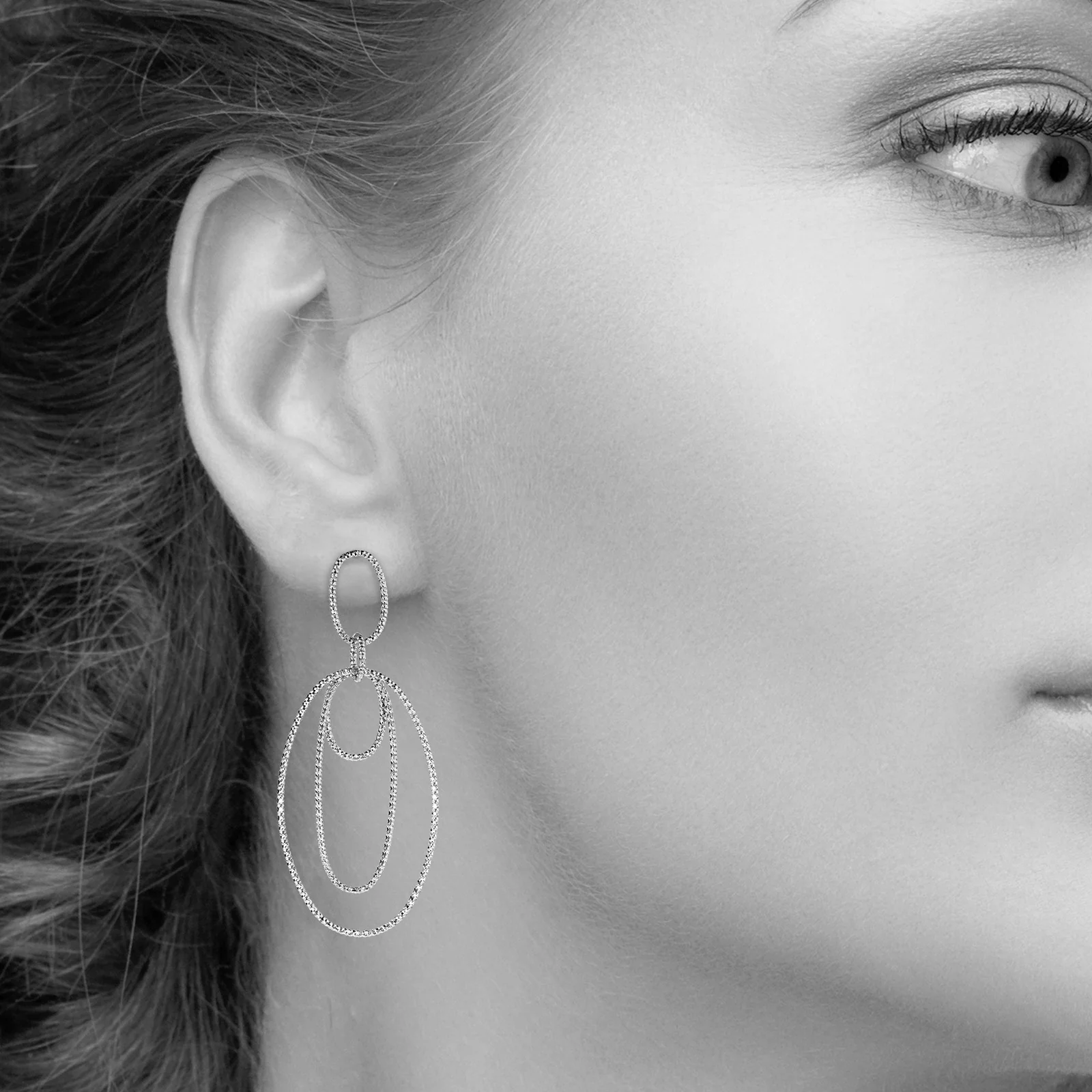 925 Sterling Silver Diamond Cut Multi-Sized Oval Shaped Drop Earrings - Image 6