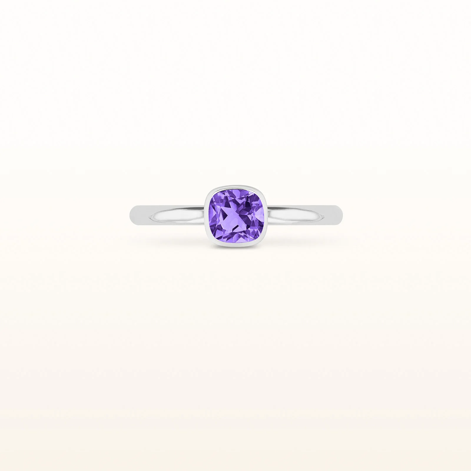 5 x 5 mm Cushion Cut Gemstone Stackable High Polish Ring in 14kt White Gold - Image 11