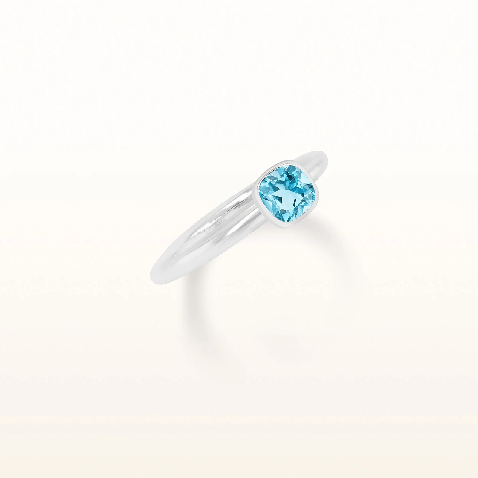 5 x 5 mm Cushion Cut Gemstone Stackable High Polish Ring in 14kt White Gold - Image 3