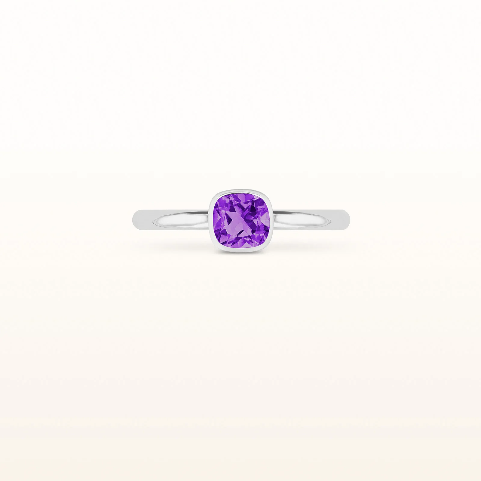 5 x 5 mm Cushion Cut Gemstone Stackable High Polish Ring in 14kt White Gold - Image 6