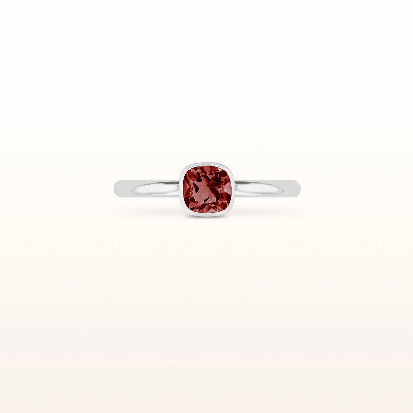 5 x 5 mm Cushion Cut Gemstone Stackable High Polish Ring in 14kt White Gold - Image 9