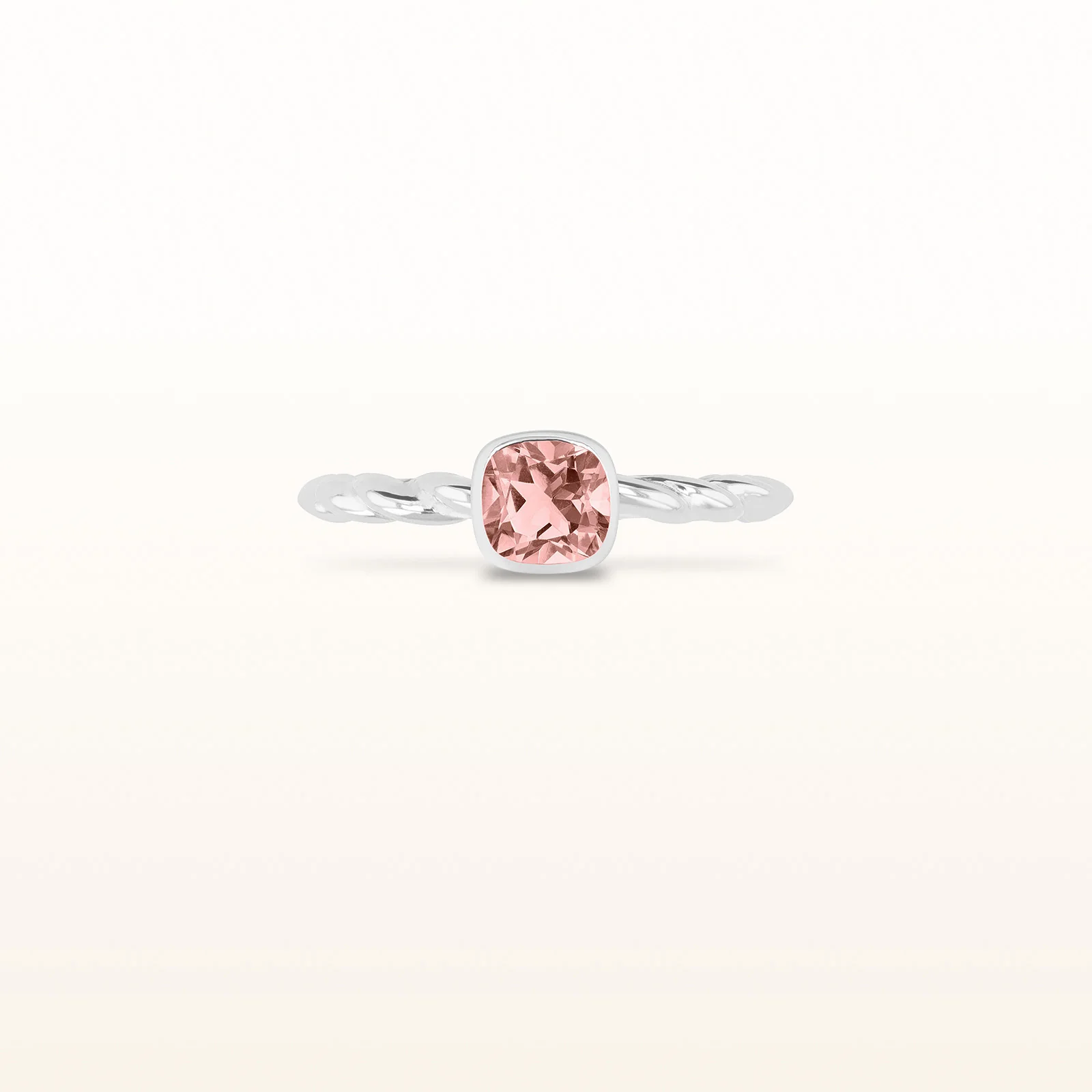 5 x 5 mm Cushion Cut Gemstone Stackable Rope Style Ring in 14kt White Gold - Image 14