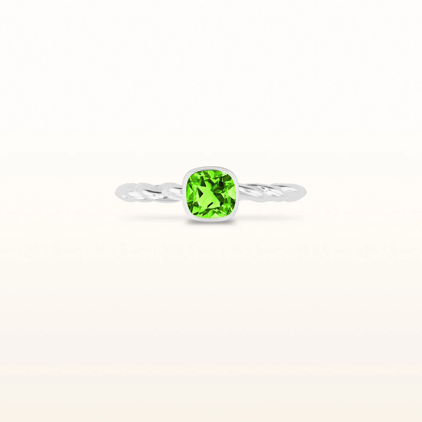 5 x 5 mm Cushion Cut Gemstone Stackable Rope Style Ring in 14kt White Gold - Image 15