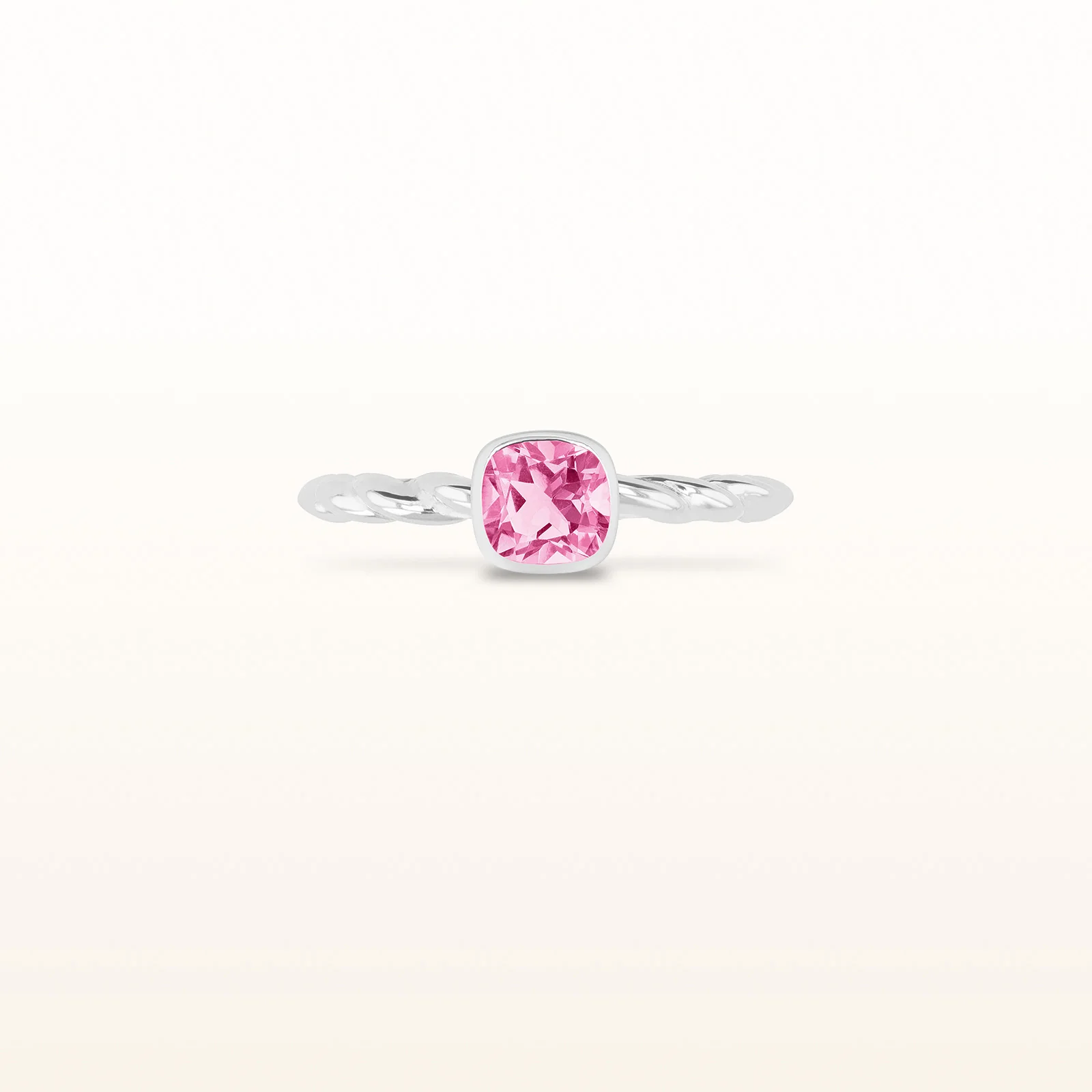 5 x 5 mm Cushion Cut Gemstone Stackable Rope Style Ring in 14kt White Gold - Image 16