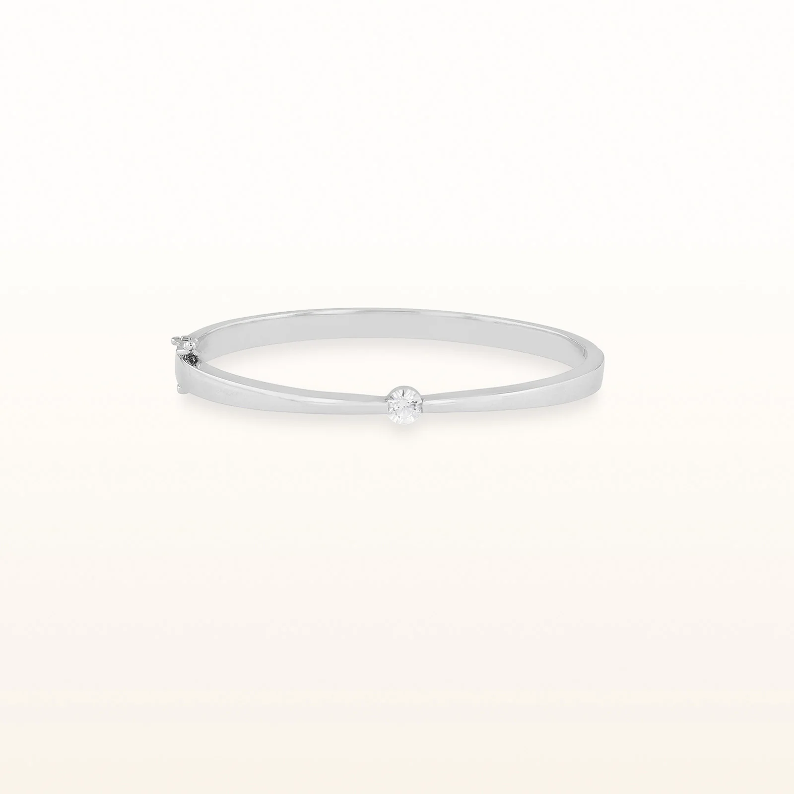 Diamond or Gemstone Solitaire Hinged Bangle Bracelet in 14kt White Gold - Image 8
