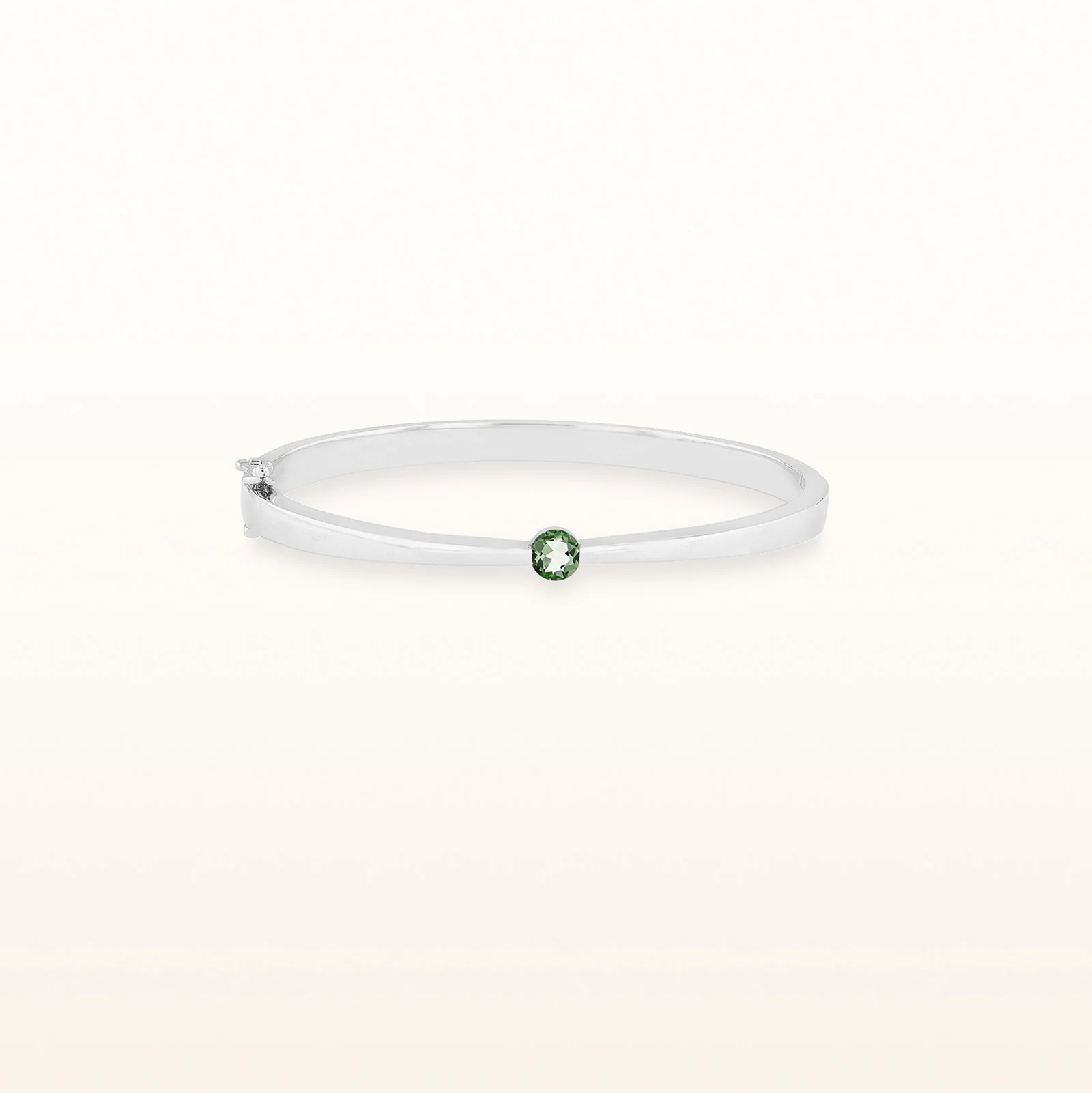 Diamond or Gemstone Solitaire Hinged Bangle Bracelet in 14kt White Gold - Image 9