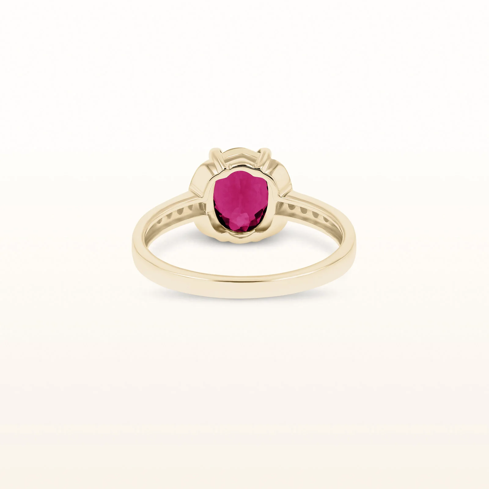 Oval Gemstone and Diamond Ring in 14kt Yellow Gold - Image 3