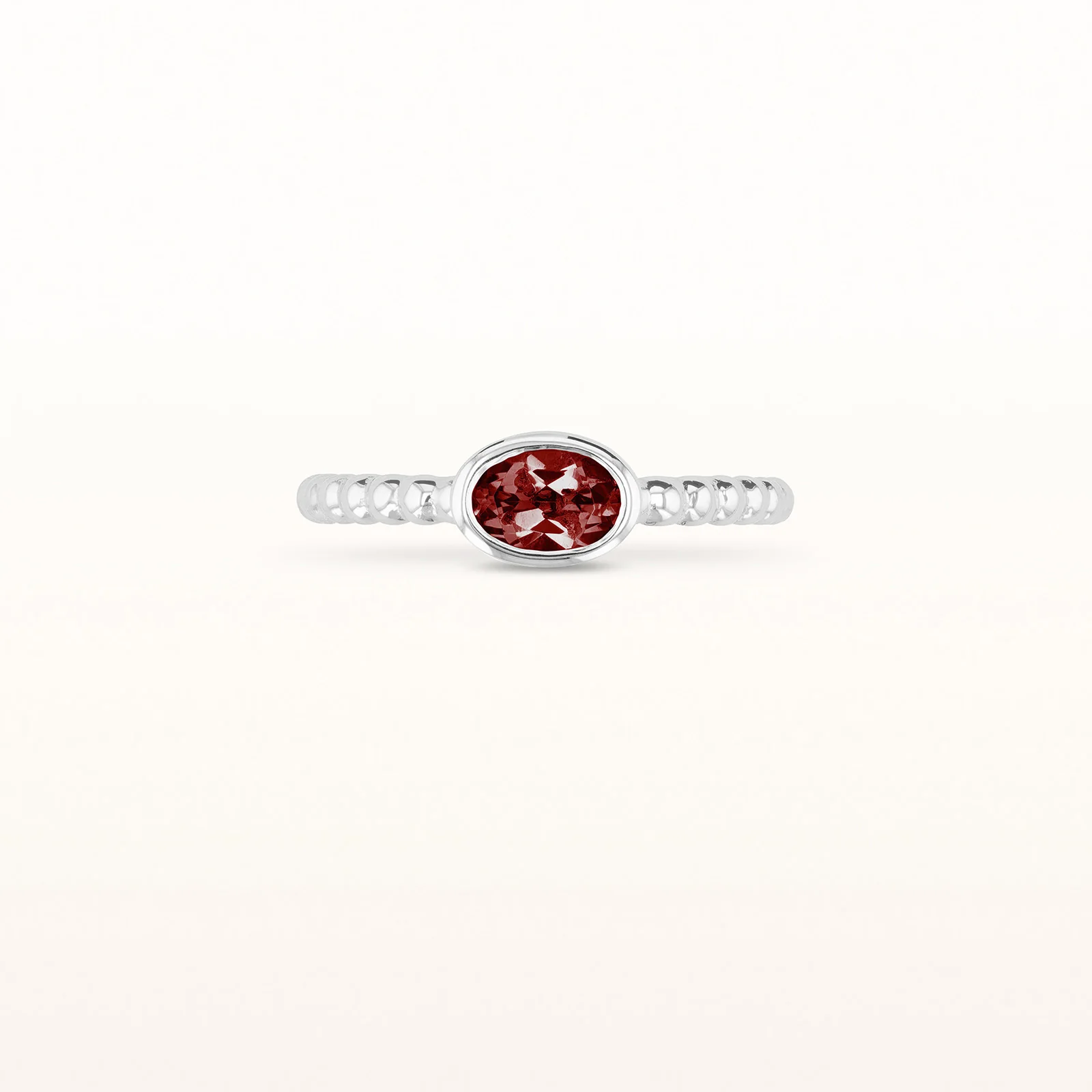 6 x 4 mm Oval Gemstone Stackable Beaded Ring in 14kt White Gold - Image 11