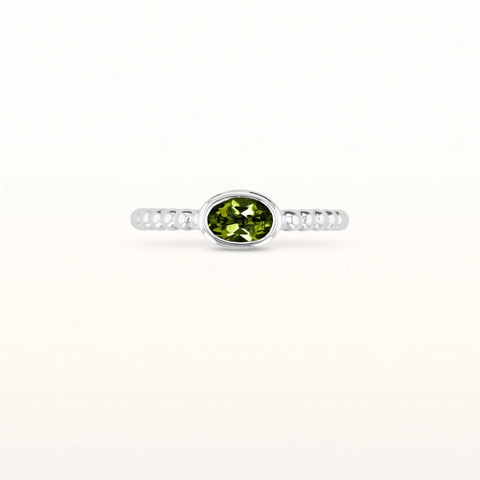 6 x 4 mm Oval Gemstone Stackable Beaded Ring in 14kt White Gold - Image 12