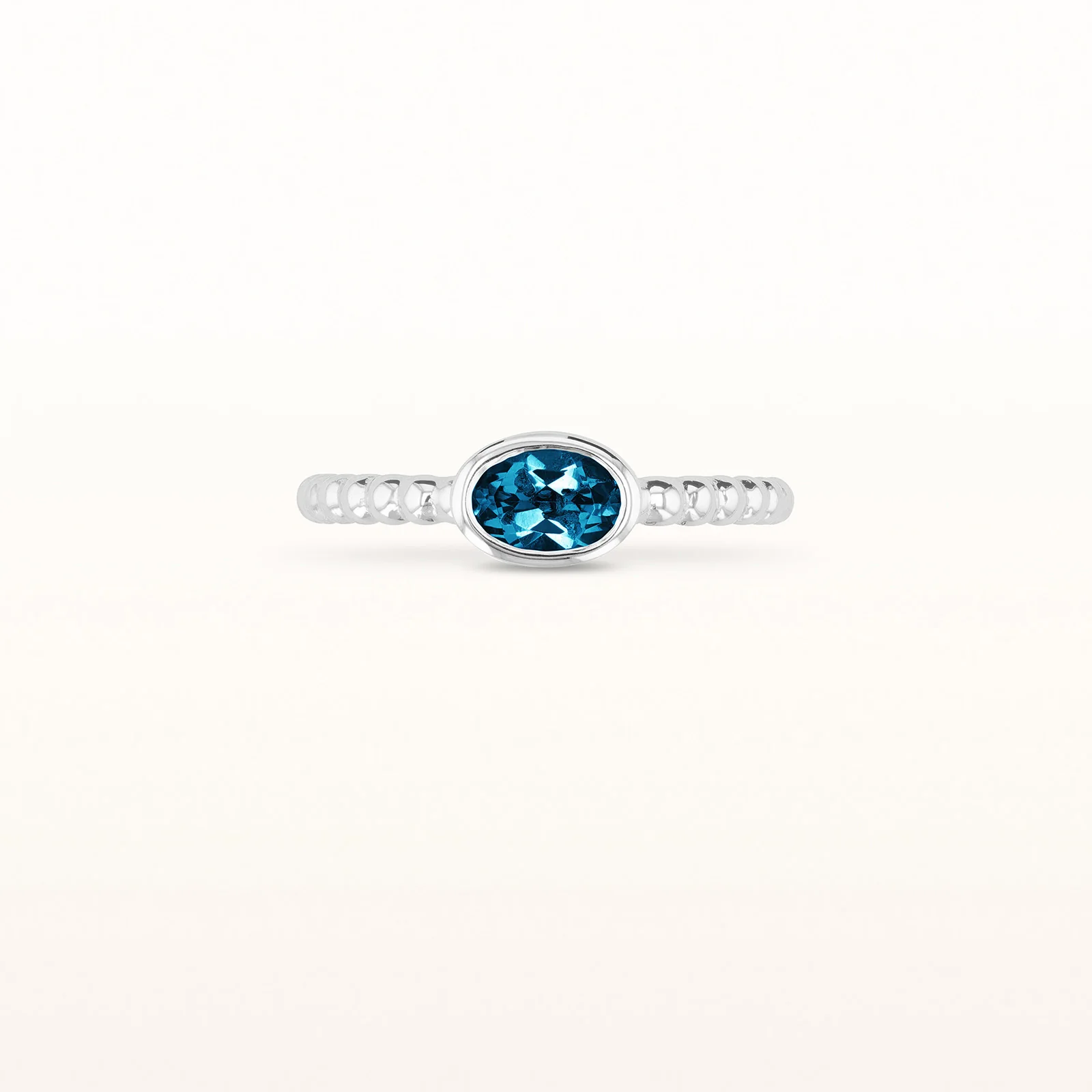 6 x 4 mm Oval Gemstone Stackable Beaded Ring in 14kt White Gold - Image 14