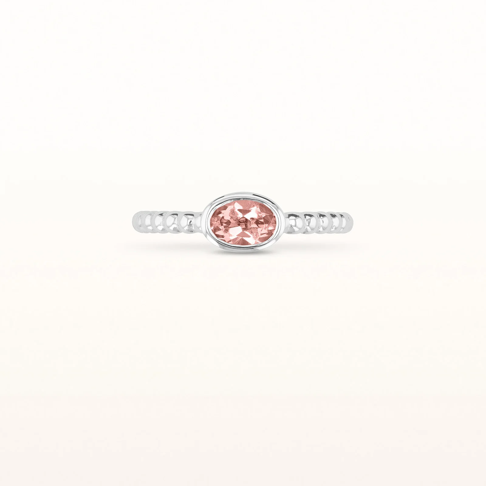 6 x 4 mm Oval Gemstone Stackable Beaded Ring in 14kt White Gold - Image 16