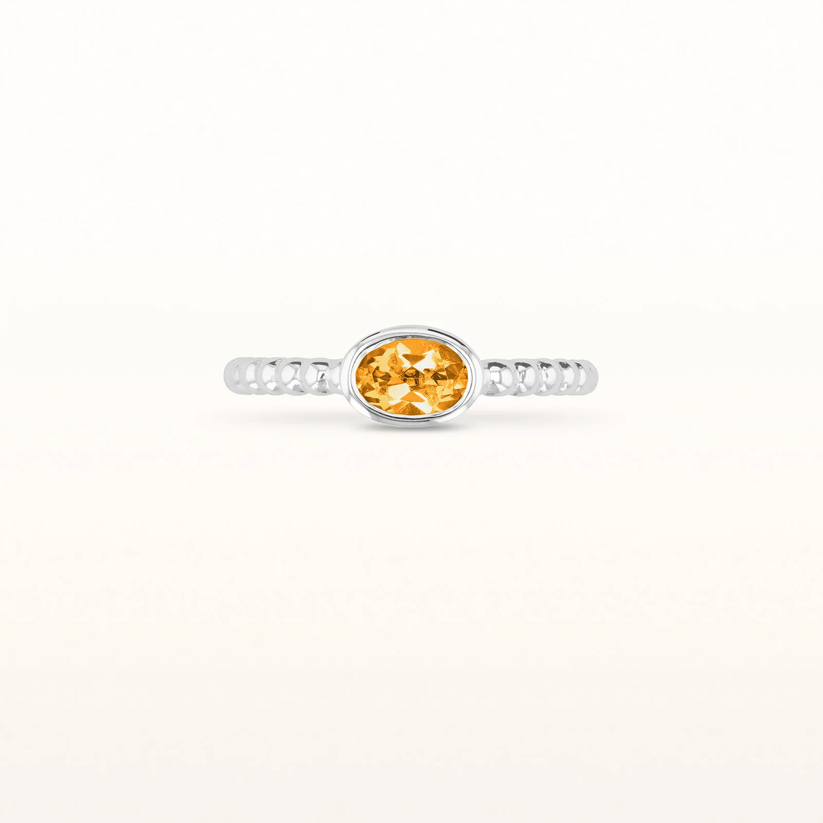 6 x 4 mm Oval Gemstone Stackable Beaded Ring in 14kt White Gold - Image 9