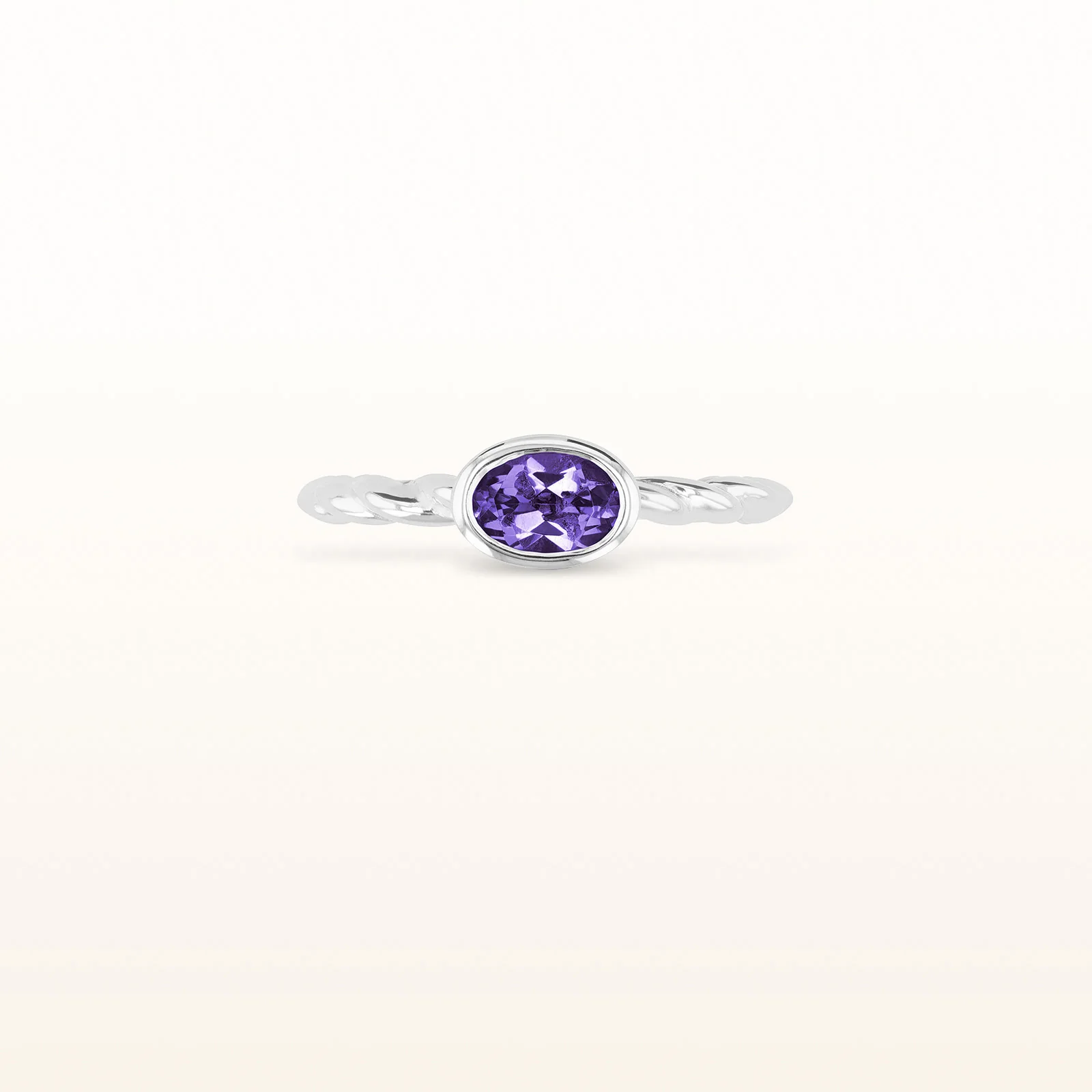 6 x 4 mm Oval Gemstone Stackable Rope Style Ring in 14kt White Gold - Image 13