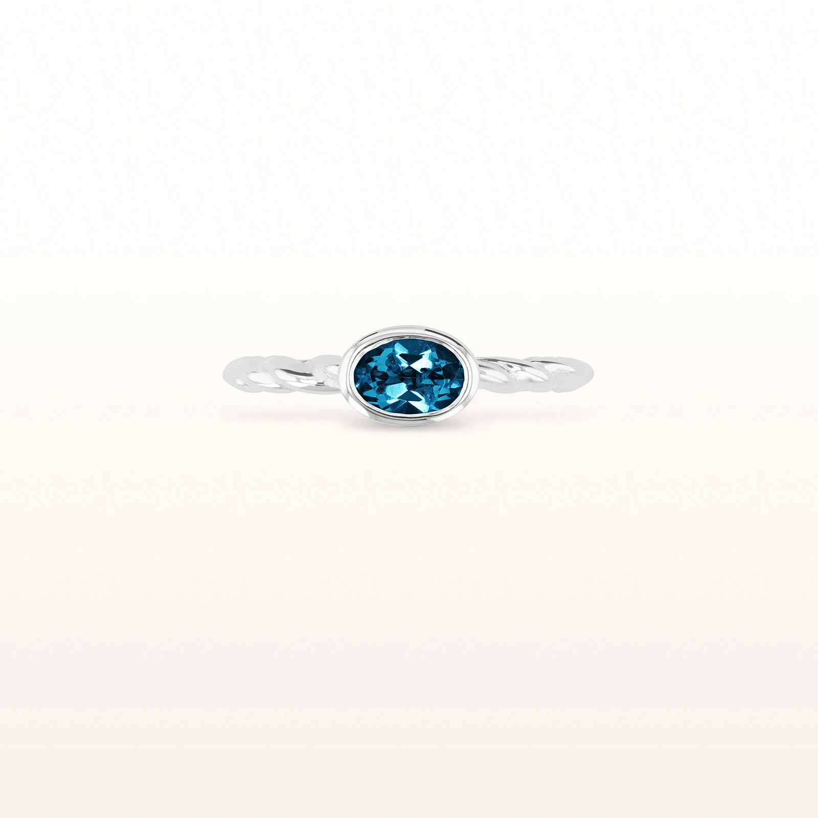 6 x 4 mm Oval Gemstone Stackable Rope Style Ring in 14kt White Gold - Image 14