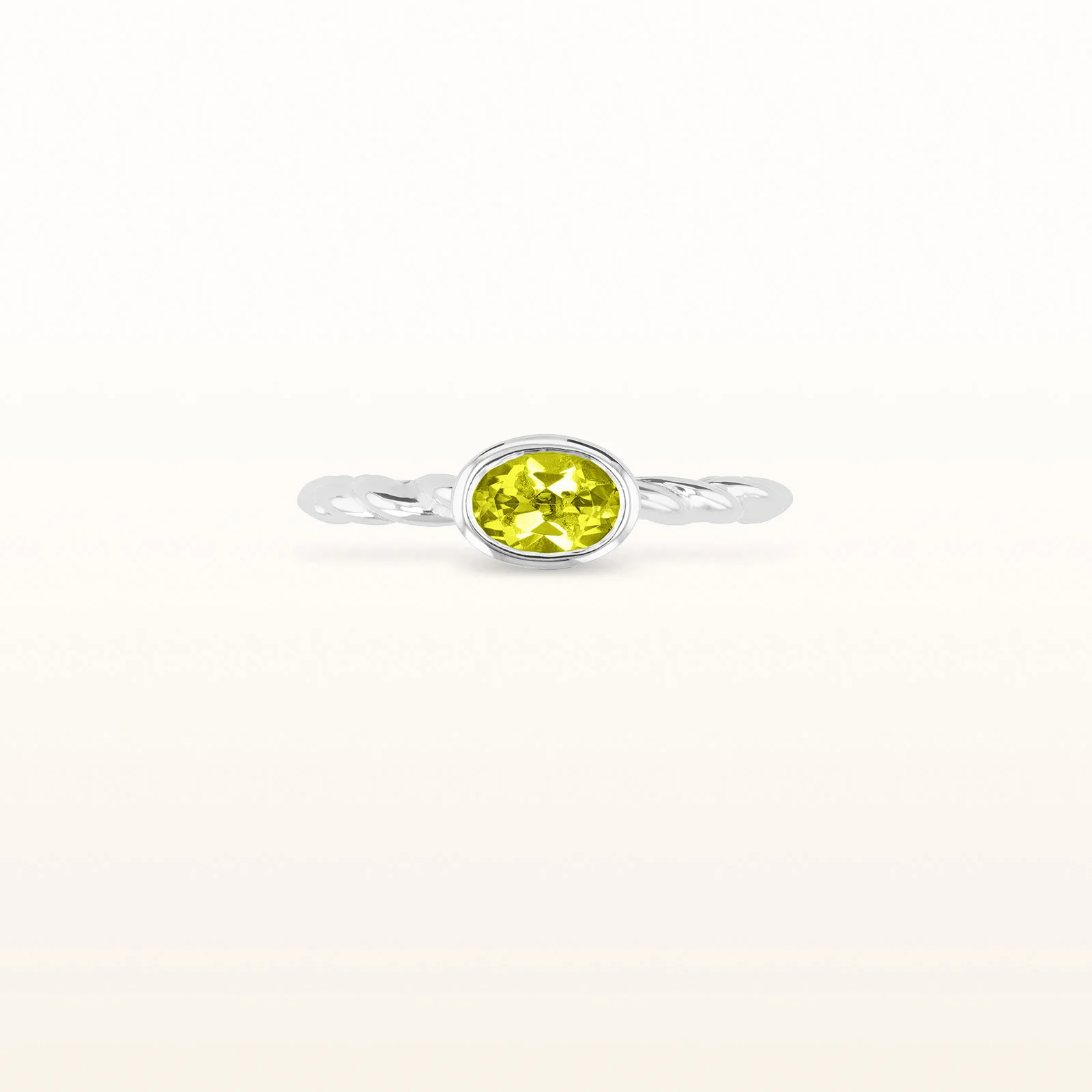 6 x 4 mm Oval Gemstone Stackable Rope Style Ring in 14kt White Gold - Image 15