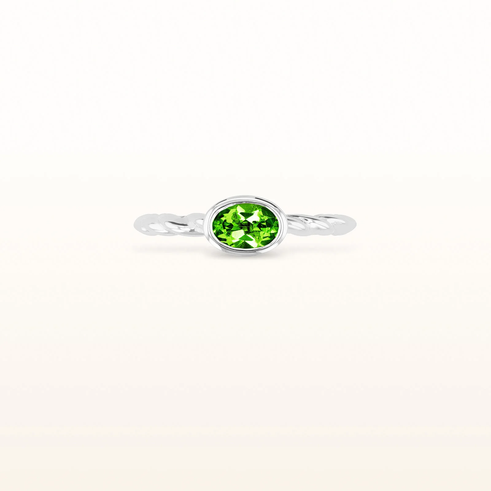 6 x 4 mm Oval Gemstone Stackable Rope Style Ring in 14kt White Gold - Image 17