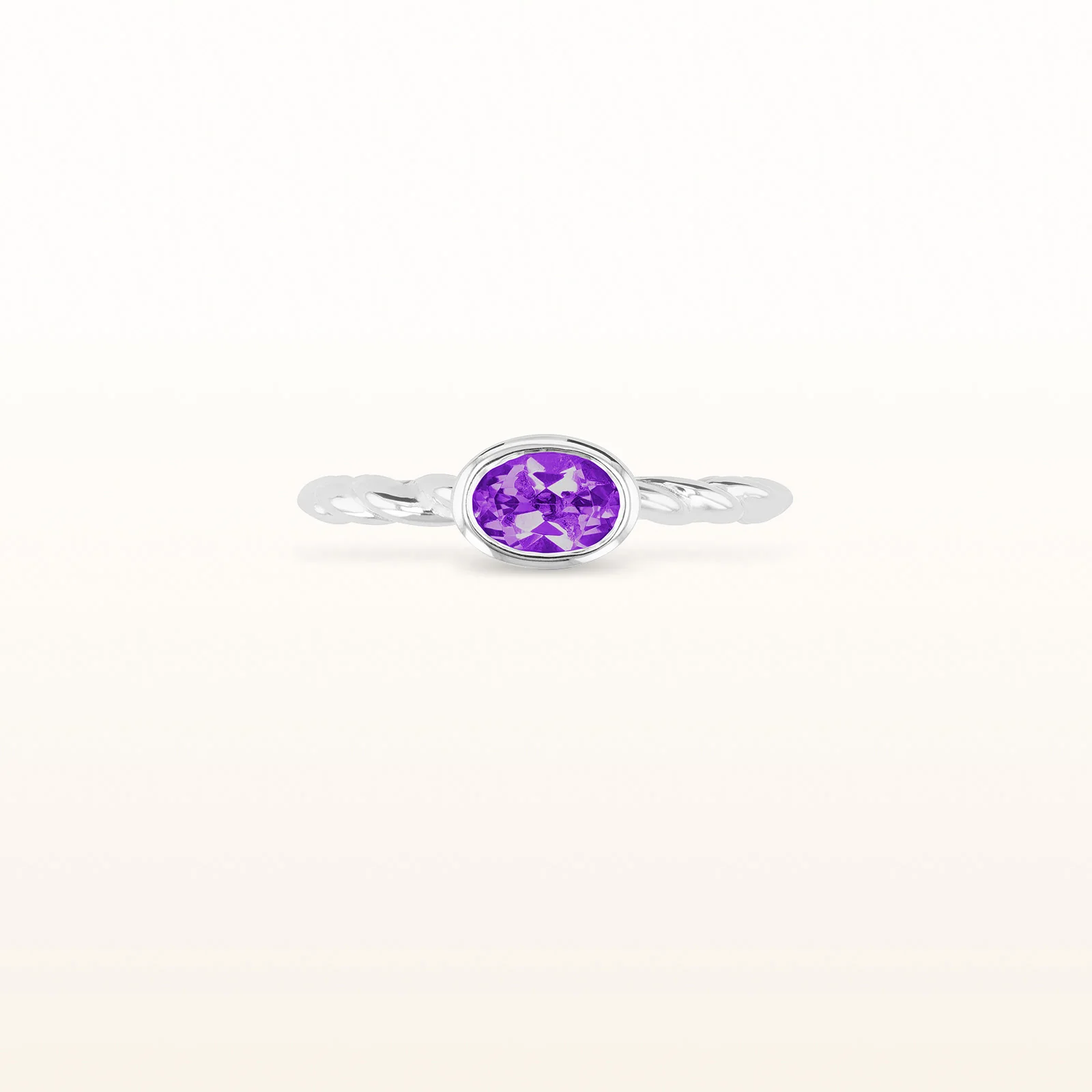 6 x 4 mm Oval Gemstone Stackable Rope Style Ring in 14kt White Gold - Image 7