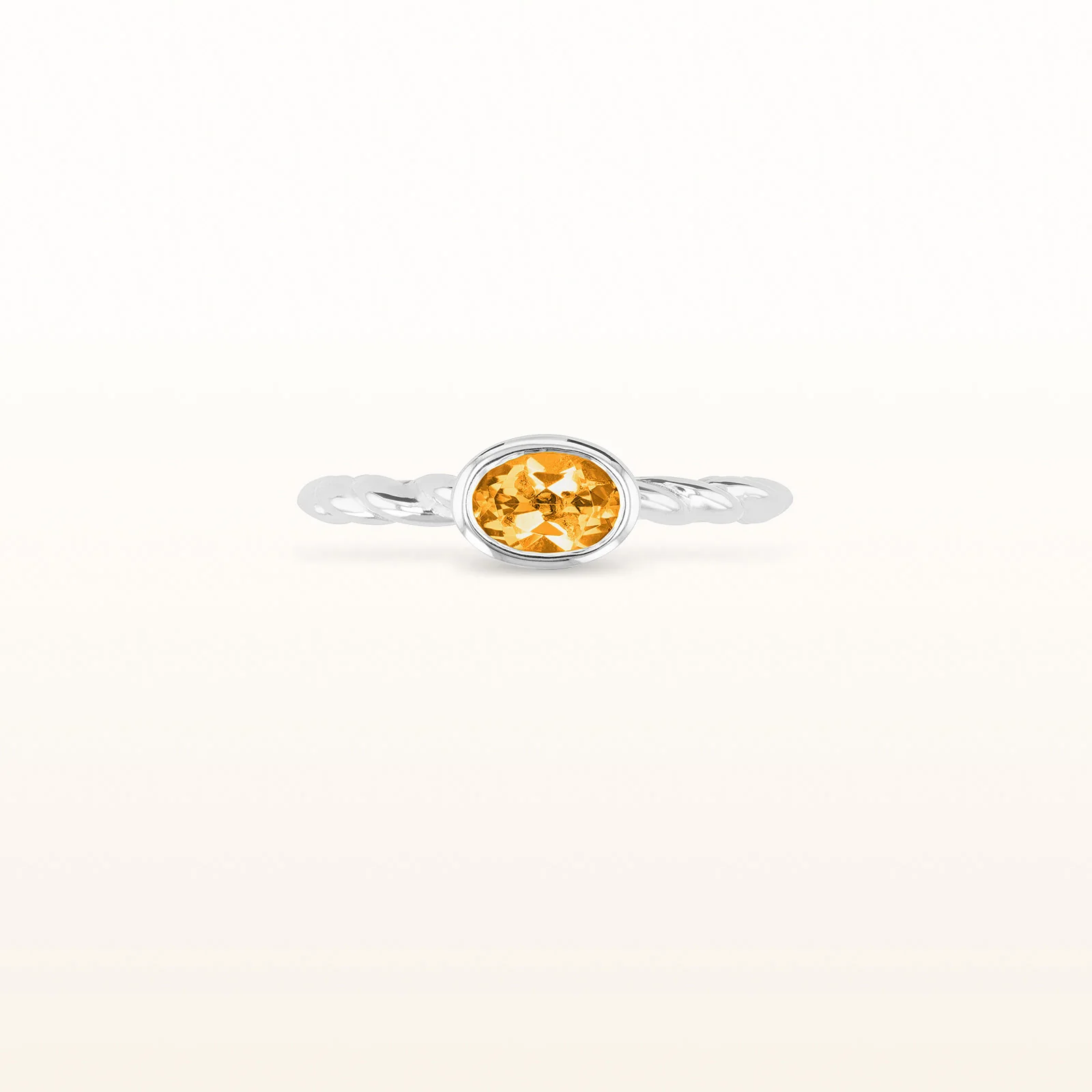 6 x 4 mm Oval Gemstone Stackable Rope Style Ring in 14kt White Gold - Image 9