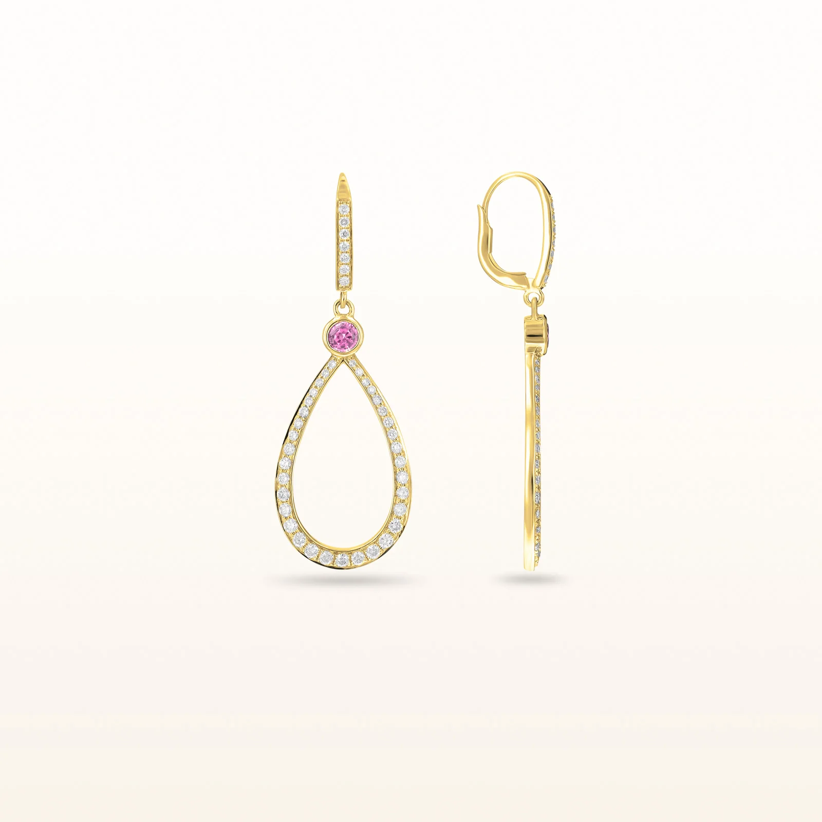 Round Diamond or Gemstone Teardrop Dangle Earrings in 14kt White Gold - Image 11