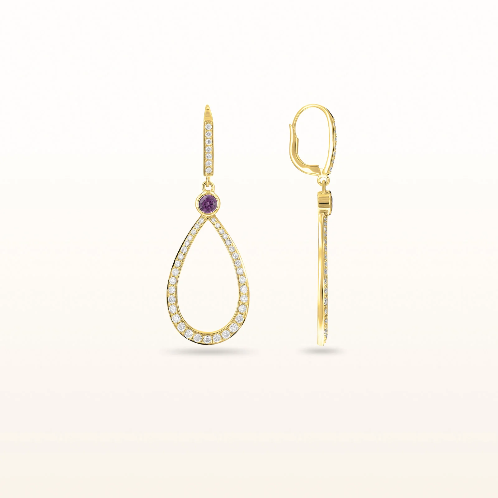 Round Diamond or Gemstone Teardrop Dangle Earrings in 14kt White Gold - Image 17