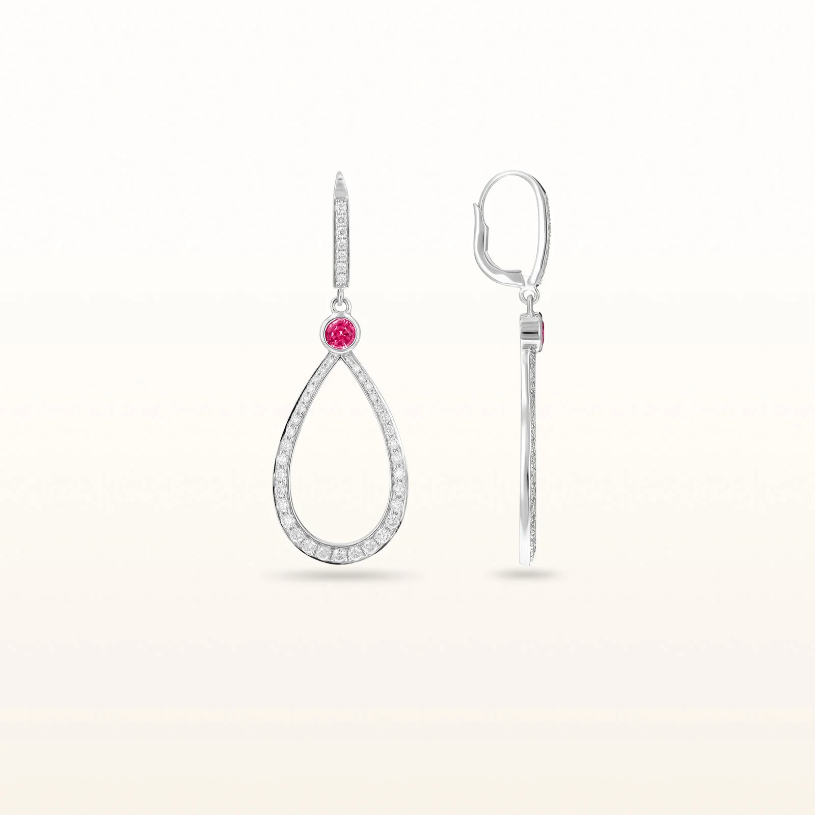 Round Diamond or Gemstone Teardrop Dangle Earrings in 14kt White Gold - Image 24