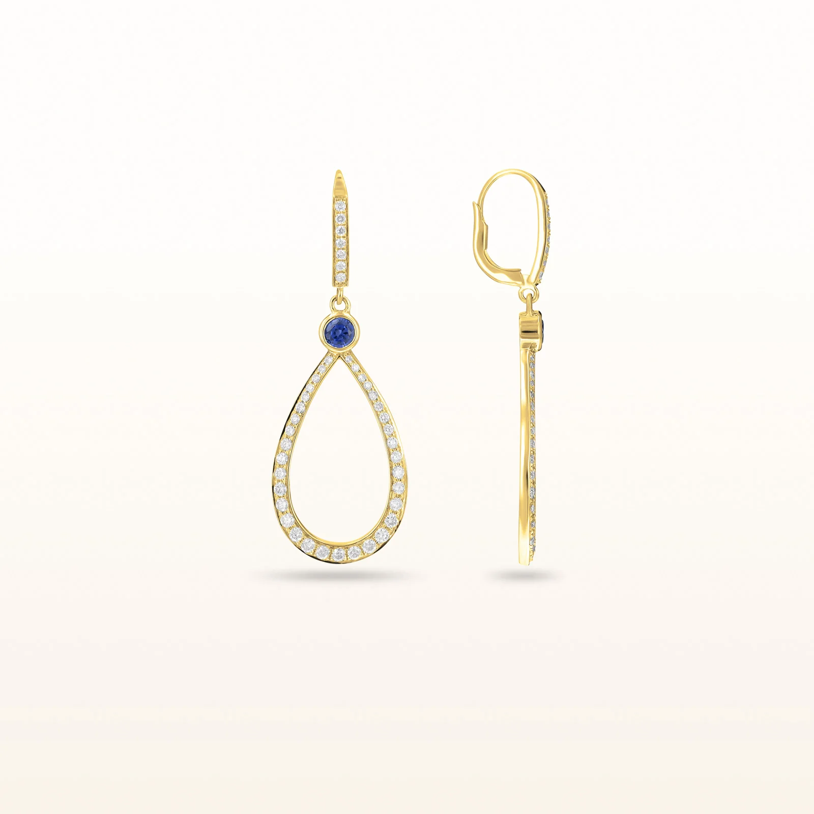 Round Diamond or Gemstone Teardrop Dangle Earrings in 14kt White Gold - Image 9