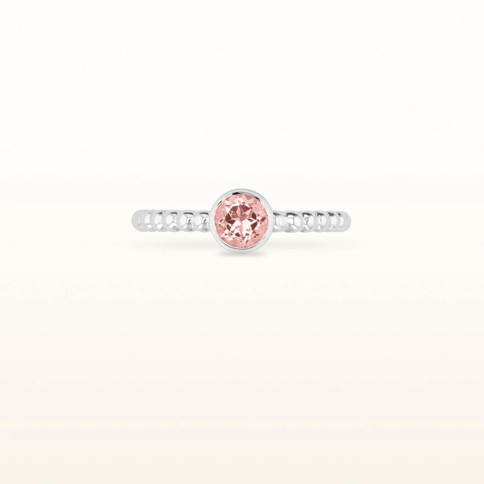 5.0 mm Round Gemstone Stackable Beaded Ring in 14kt White Gold - Image 15
