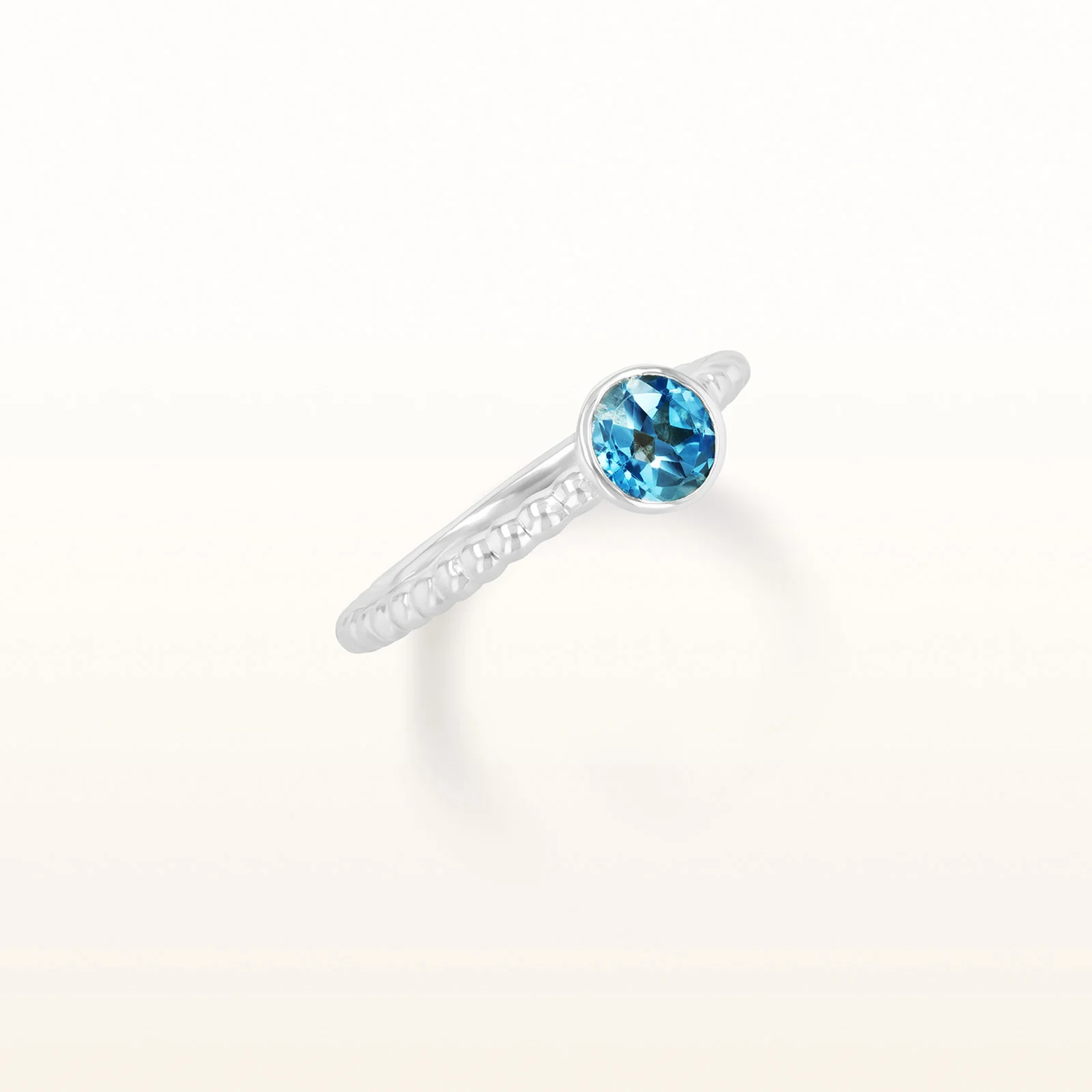 5.0 mm Round Gemstone Stackable Beaded Ring in 14kt White Gold - Image 3