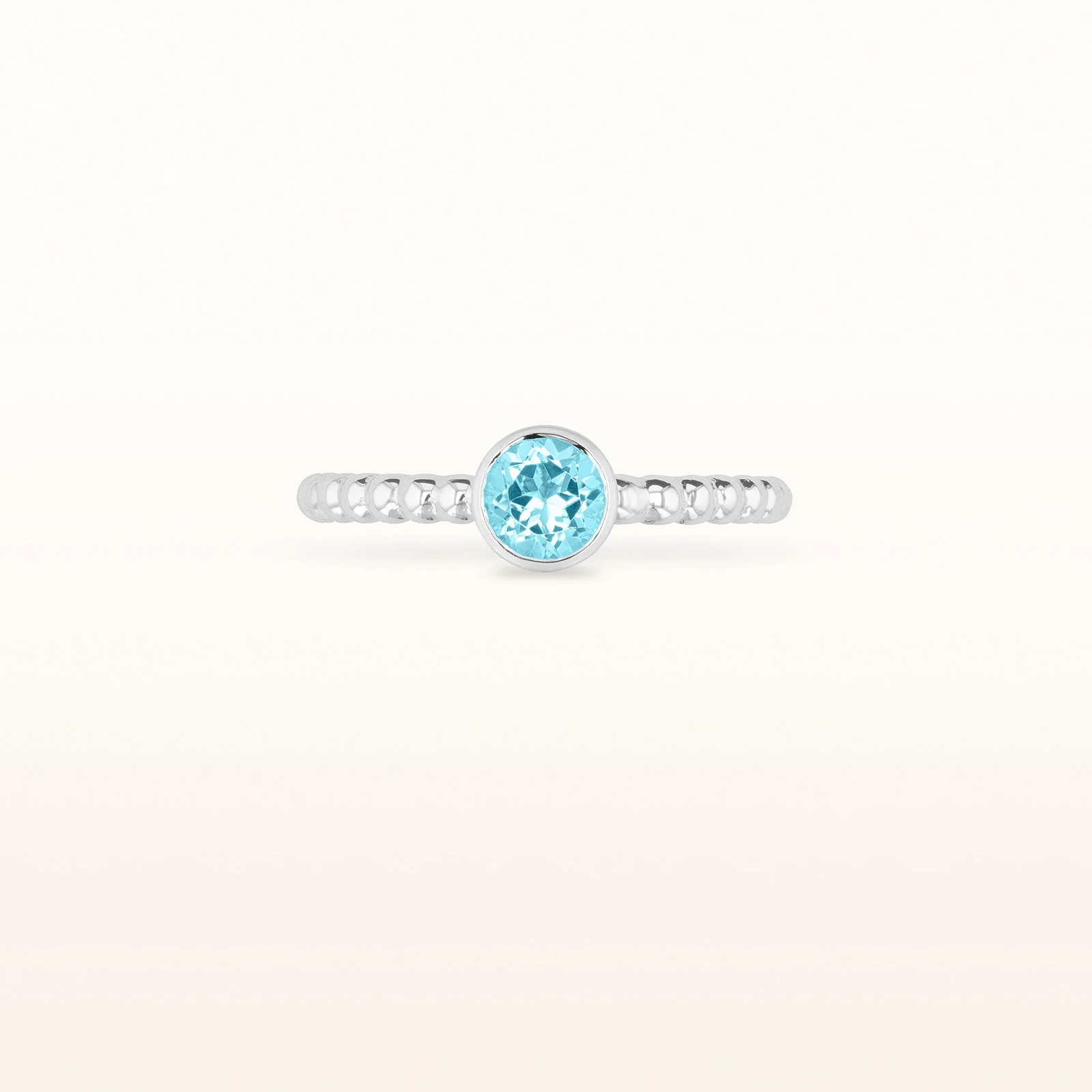 5.0 mm Round Gemstone Stackable Beaded Ring in 14kt White Gold - Image 7
