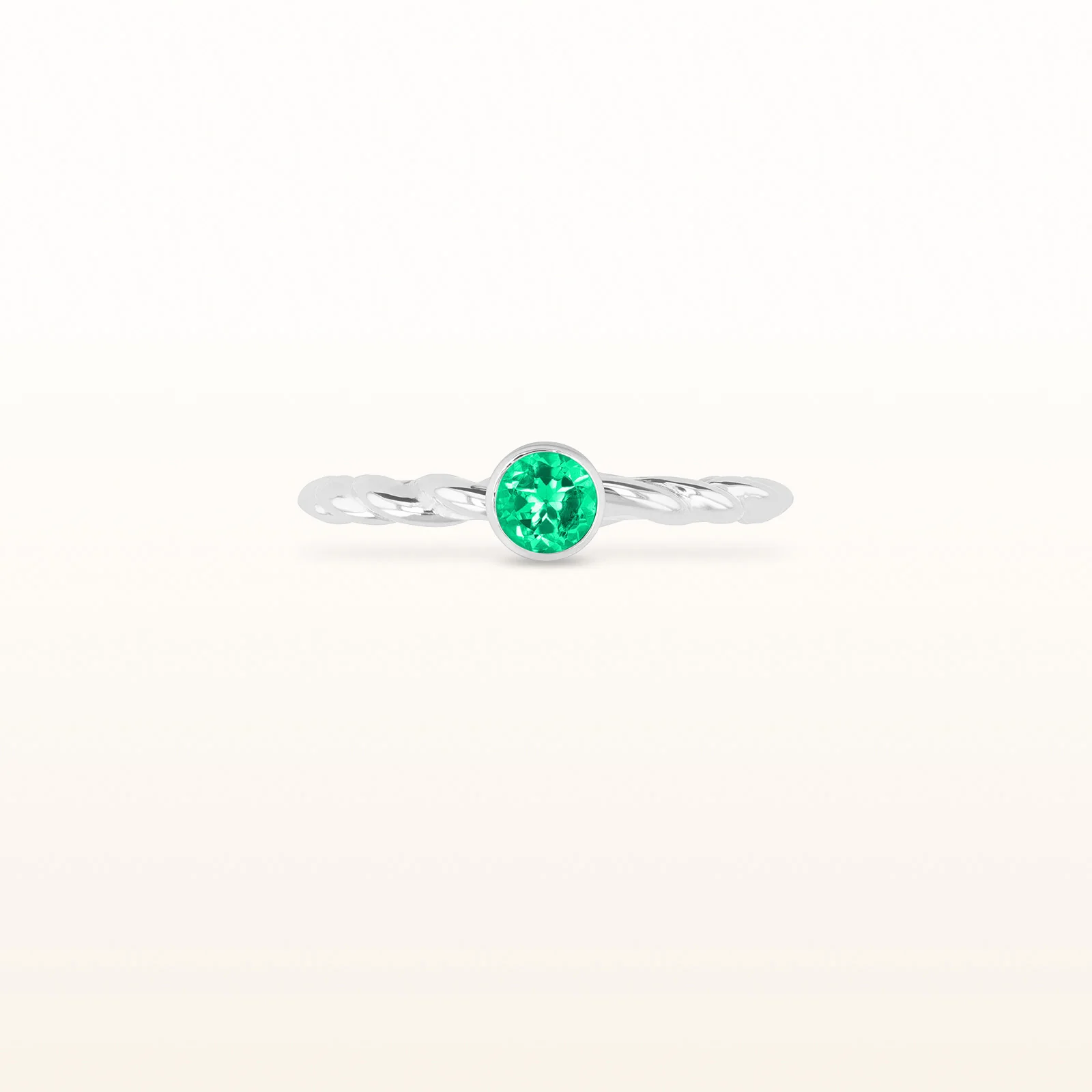 4.0 mm Round Gemstone or Diamond Stackable Rope Style Ring in 14kt White Gold - Image 11