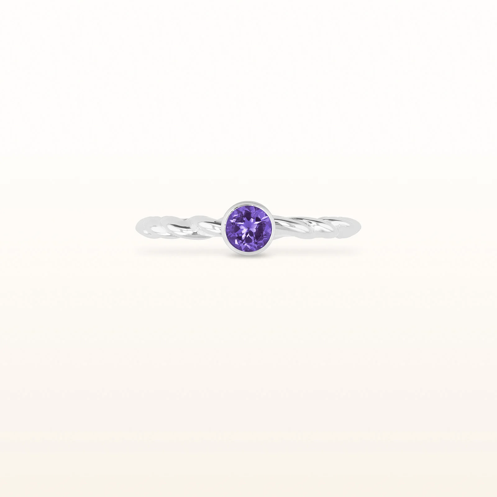4.0 mm Round Gemstone or Diamond Stackable Rope Style Ring in 14kt White Gold - Image 14