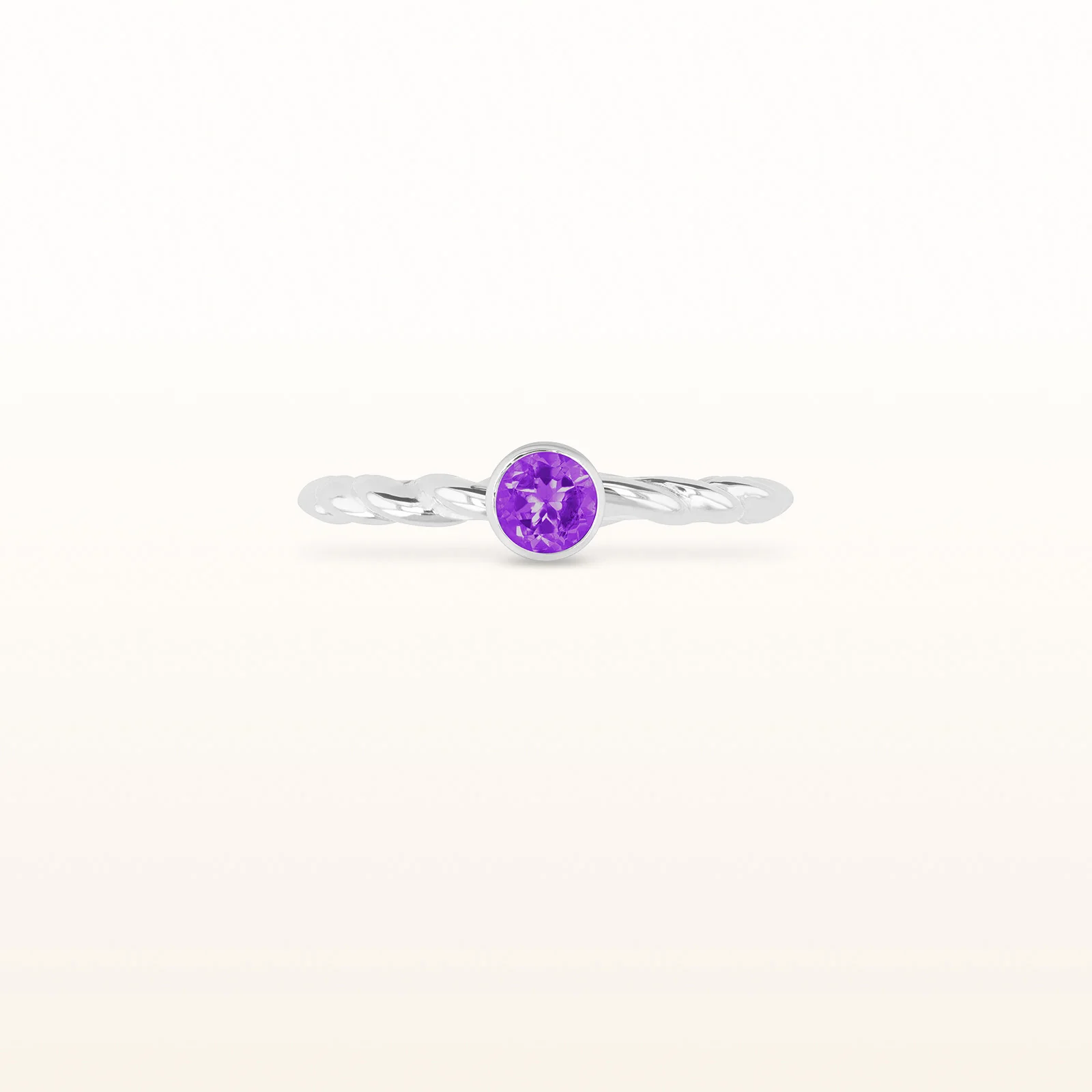4.0 mm Round Gemstone or Diamond Stackable Rope Style Ring in 14kt White Gold - Image 7