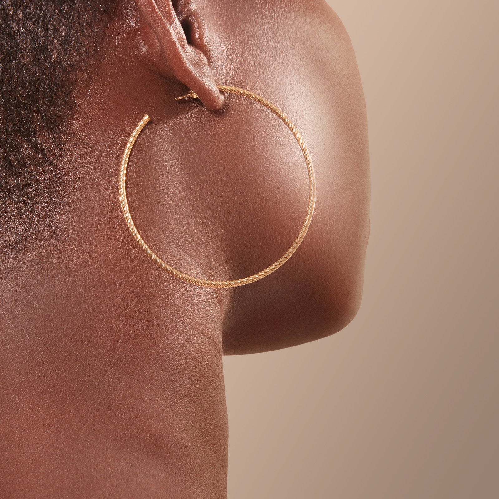 Yellow Gold Plated 925 Sterling Silver 2.5-Inch Diamond Cut Hoop Earrings - Image 4
